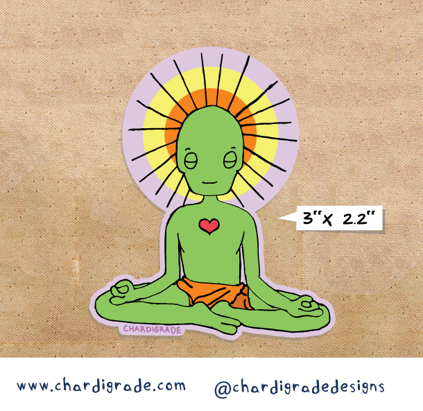 Meditating Alien Sticker – Chardigrade Designs