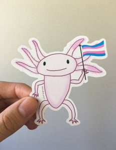 Axolotl Trans Pride Flag Sticker